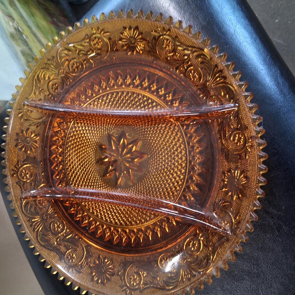 Vintage Amber Glass Plate